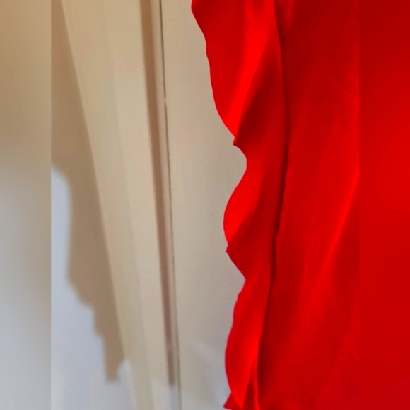 Beautiful Strapless Red Dress with long ruffle accents. Stretch material M/L - Picture 3 of 4